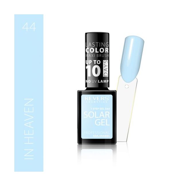 Lac de unghii Solar Gel, Revers, 12 ml, albastru, nr 44, in heaven