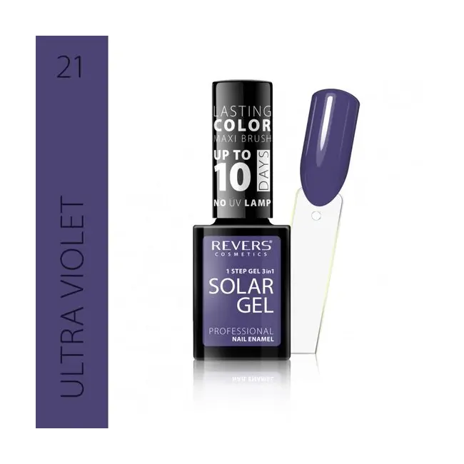 Lac de unghii Solar Gel, Revers, 12 ml, mov , nr 21, ultra violet