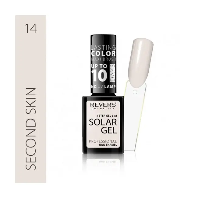 Lac de unghii Solar Gel, Revers, 12 ml, nude, nr 14, second skin