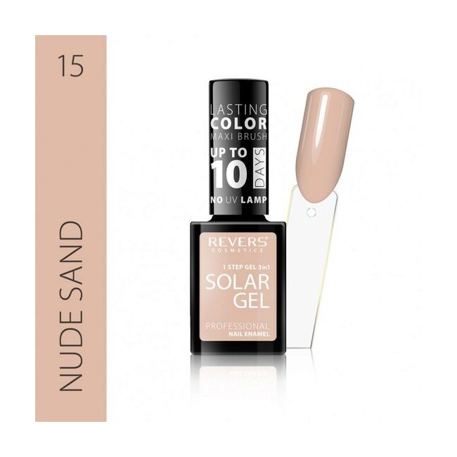 Lac de unghii Solar Gel, Revers, 12 ml, nude, nr 15, nude sand