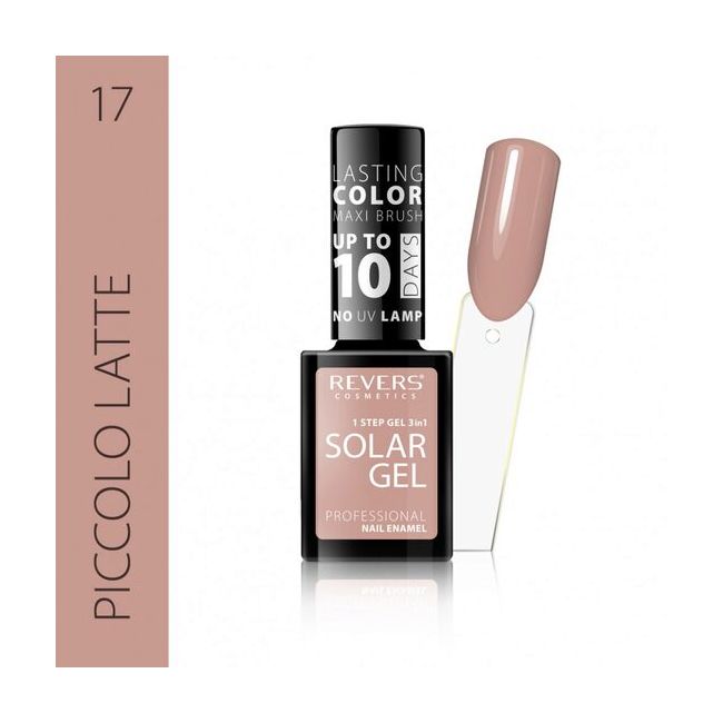 Lac de unghii Solar Gel, Revers, 12 ml, nude, nr 17, piccolo latte