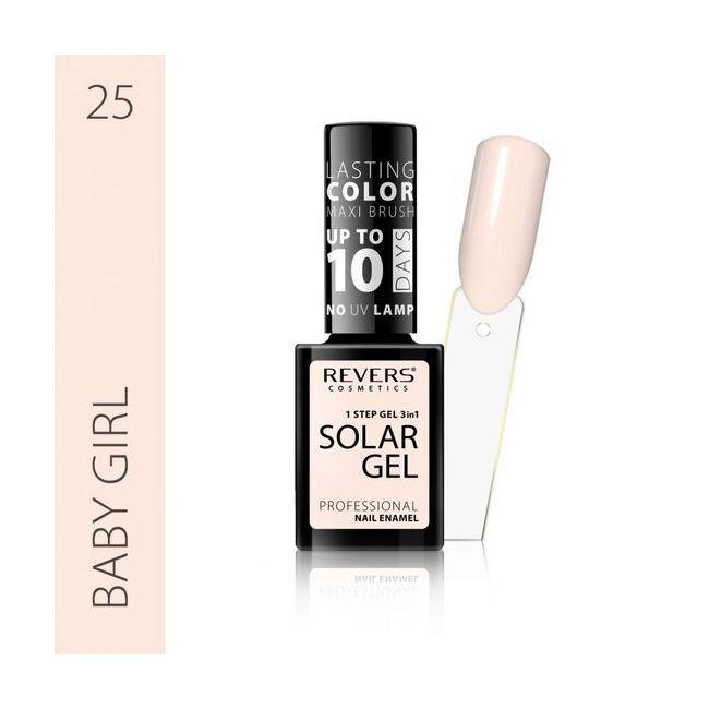 Lac de unghii Solar Gel, Revers, 12 ml, nude, nr 25, baby girl