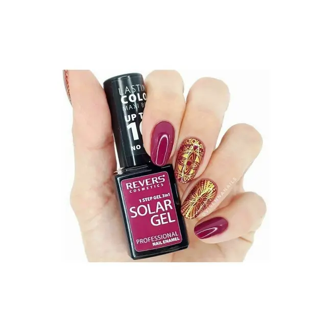 Lac de unghii Solar Gel, Revers, 12 ml, rosu inchis, nr 11, dry wine