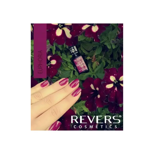 Lac de unghii Solar Gel, Revers, 12 ml, rosu inchis, nr 13, euphoria