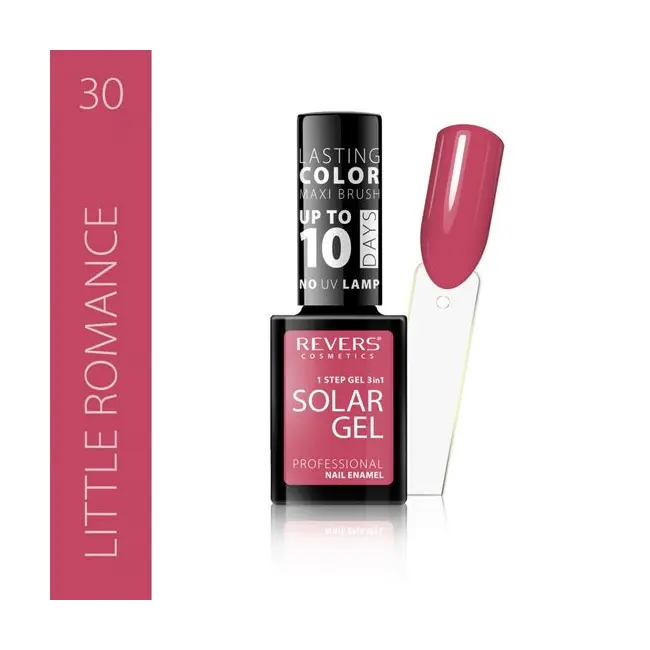 Lac de unghii Solar Gel, Revers, 12 ml, roz, nr 30, little romance