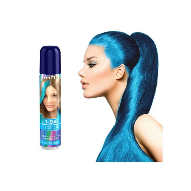 Spray colorant pentru par, fixativ, Venita, 1-Day Color, nr 02, Albastru deschis