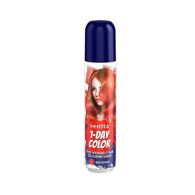 Spray colorant pentru par, fixativ, Venita, 1-Day Color, nr 04, Rosu
