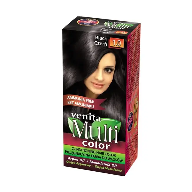 Vopsea de par fara amoniac, Multicolor, Venita, 50 ml, Nr. 1.0, Black