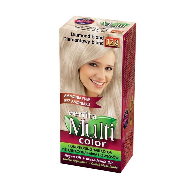 Vopsea de par fara amoniac, Multicolor, Venita, 50 ml, Nr. 12.8, Diamond Blond