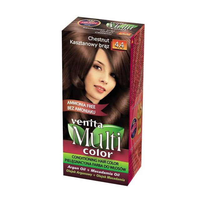 Vopsea de par fara amoniac, Multicolor, Venita, 50 ml, Nr. 4.4, Chestnut