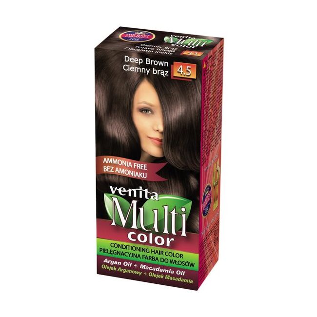 Vopsea de par fara amoniac, Multicolor, Venita, 50 ml, Nr. 4.5, Deep Brown
