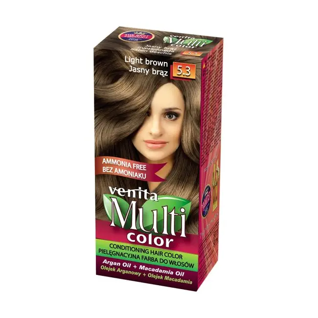 Vopsea de par fara amoniac, Multicolor, Venita, 50 ml, Nr. 5.3, Light Brown