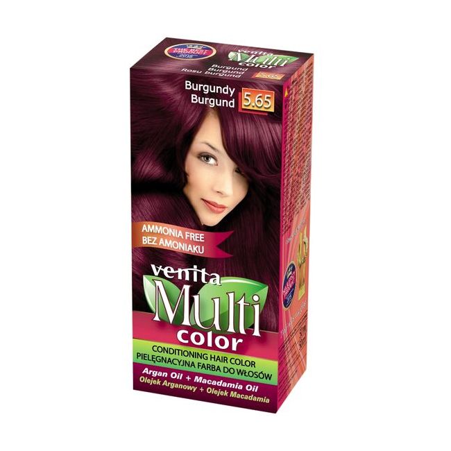 Vopsea de par fara amoniac, Multicolor, Venita, 50 ml, Nr. 5.65, Burgundy