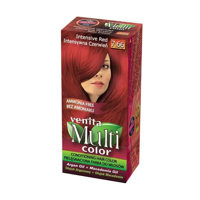 Vopsea de par fara amoniac, Multicolor, Venita, 50 ml, Nr. 7.66, Intensive Red