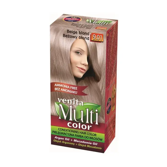 Vopsea de par fara amoniac, Multicolor, Venita, 50 ml, Nr. 9.01, Beige Blond