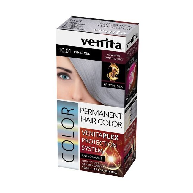 Vopsea de par permanenta, Venita Plex, 125 ml, Nr 10.01, Blond Cenusiu, 125ml