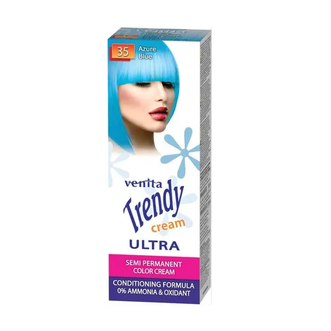 Vopsea de par semipermanenta, Trendy Cream Ultra, Venita, Nr. 35, Azure blue