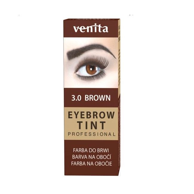 Vopsea de sprancene Professional, Pulbere Henna, Maro Inchis, 3.0, Venita, 5gr + 5grl