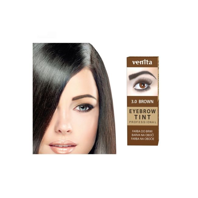 Vopsea de sprancene Professional, Pulbere Henna, Maro Inchis, 3.0, Venita, 5gr + 5grl