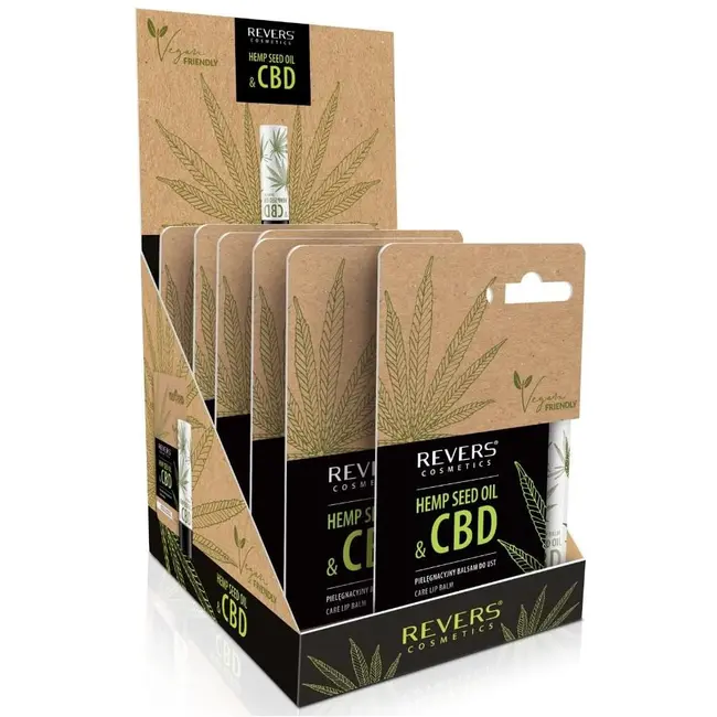 Balsam de buze hrănitor cu ulei natural de c&acirc;nepă cu CBD, Revers, vegan,4g