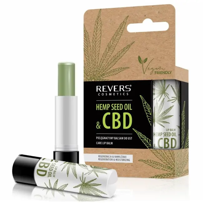 Balsam de buze hrănitor cu ulei natural de c&acirc;nepă cu CBD, Revers, vegan,4g