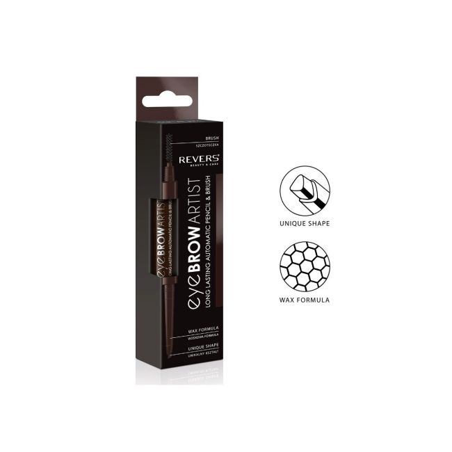 Contur sprancene automat, tip marker, cu pensula speciala, Eye Brow Artist, Revers, maro inchis