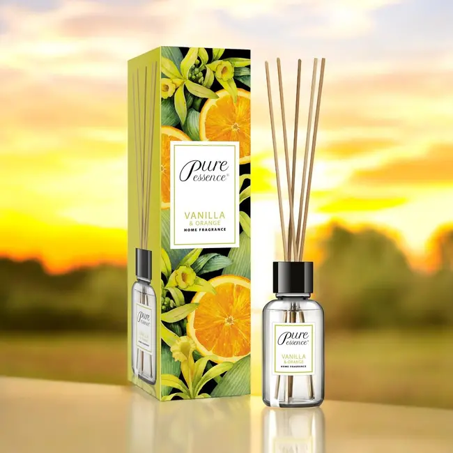 Difuzor cu betisoare parfumate Pure Essence, Vanilie si flori de portocala, 25 ml