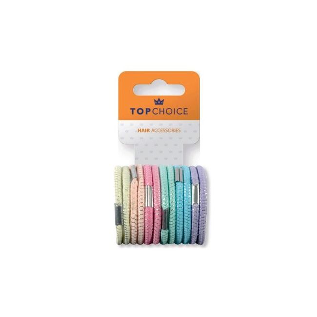 Elastic de par Top Choice, set de 12 bucati asortate, in nuante pastel