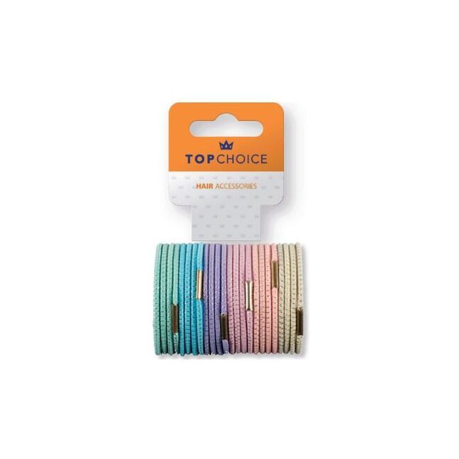 Elastic de par Top Choice, set de 24 bucati asortate, in nuante pastel