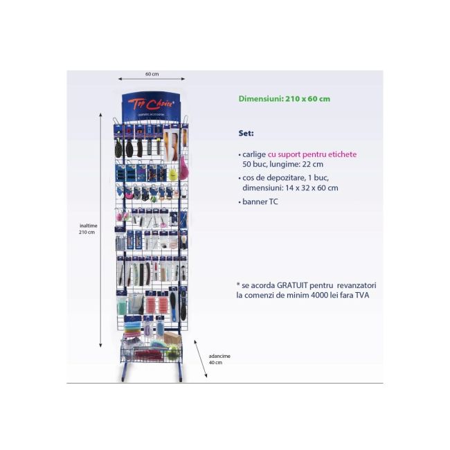 Expozitor accesorii cosmetice, Top Choice, 210x60cm