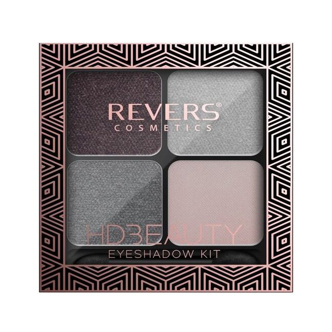 Paleta fard de pleoape cu 4 culori HD Beauty, Metallic Effect, Revers, nr.07, nude