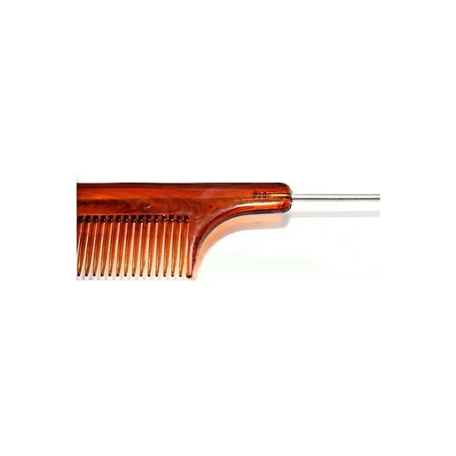 Pieptan pentru tapat cu maner metalic, Amber, Top Choice