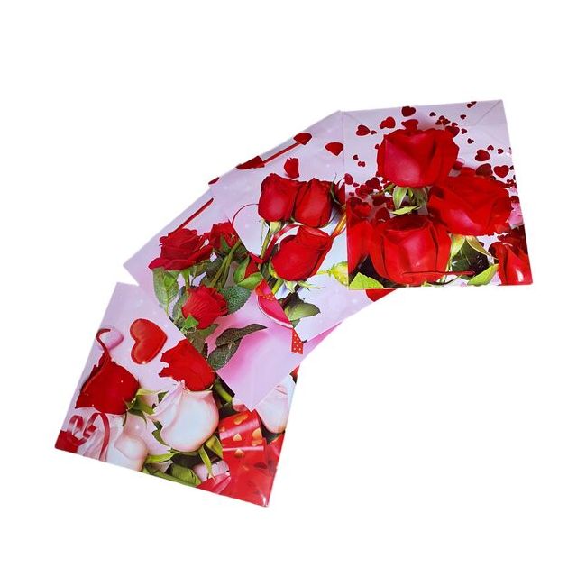 Pungi de cadou, model floral, M, set de 12 buc