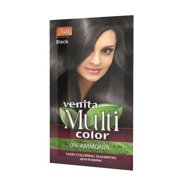 Sampon Colorant si Nuantator, Multicolor, Venita, 1.0 Black, 40g,