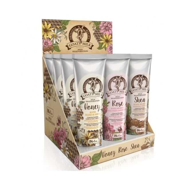 Set 12 bucati Crema pentru maini si unghii concentrata, cu lapte de capra, set mixt de 12 bucati, 100ml