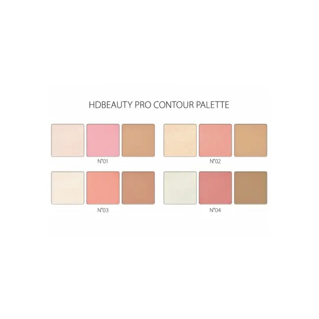 Set 12 bucati Paleta de machiaj pentru contur, Pro Contour, HD Beauty, Revers, 12,5 g
