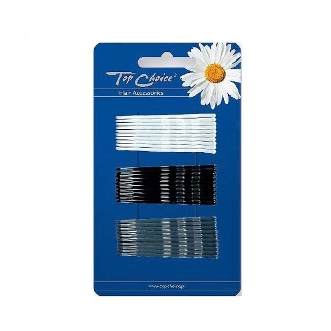 Set 30 agrafe pentru par, alb/ negru/ gri, Top Choice