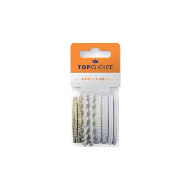 Set de 10 bucati crem cu insertii aurii Elastic de par Top Choice, TC22449