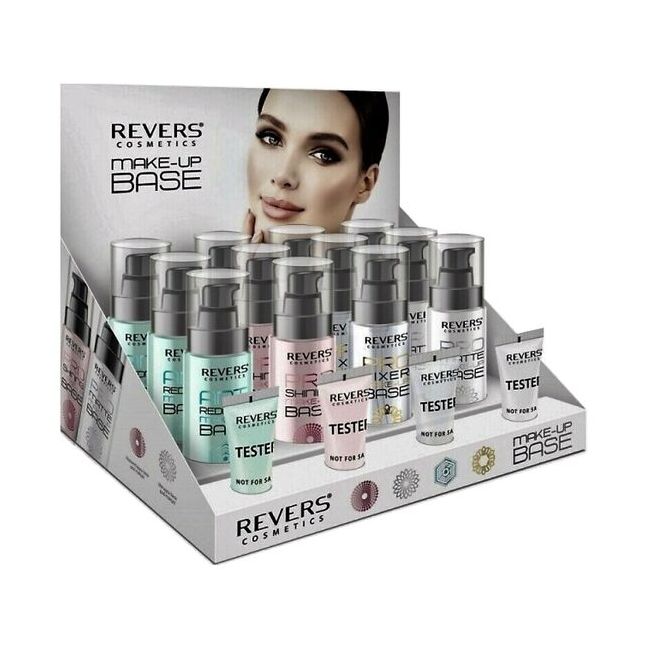 Set mix 12 bucati Baza machiaj cu pompita, Revers, verde, roz, silicon, baza, 30 ml