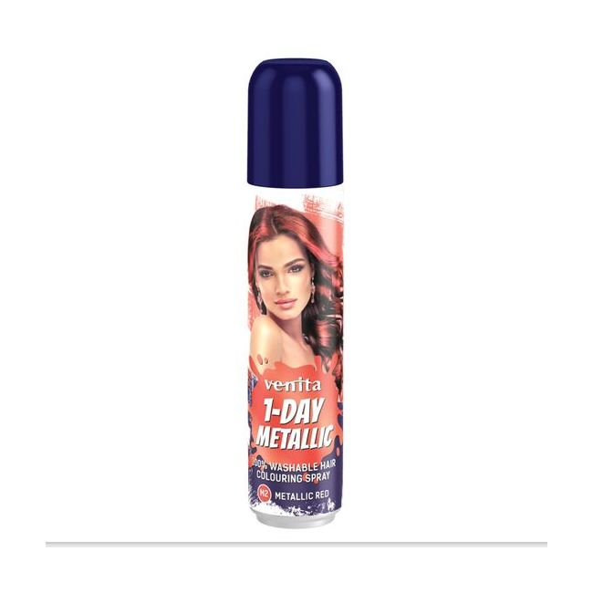 Spray colorant pentru par, fixativ, Venita, 1-Day Metallic Color, nr M2, Rosu