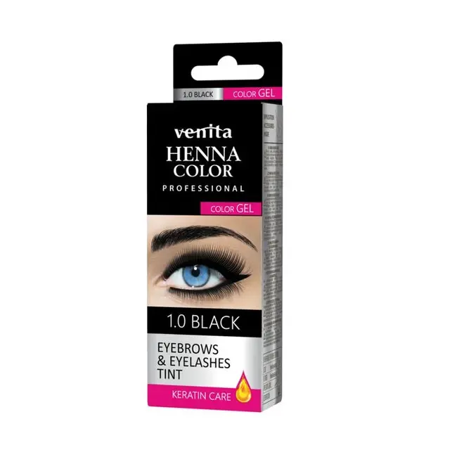 Vopsea de gene si sprancene Henna Color Gel, Negru, 1.0, Venita, 15ml