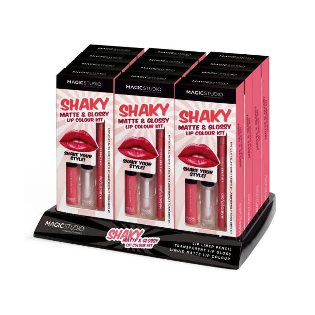 12 Bucati Set gloss si creion de buze Shaky, Matte & Glossy, 60749, Magic Studio, 2 g