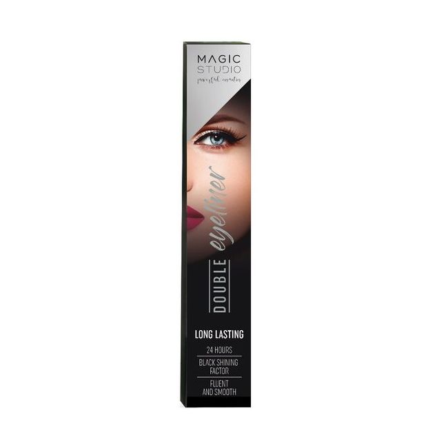 Eyeliner Double, Magic Studio, cu un varf ingust, de precizie, si un varf lat, pentru efect dramatic