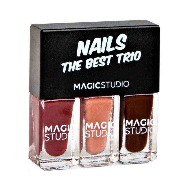 Kit Shaky Trio, cu 3 lacuri de unghii asortate, nuante de maro, Magic Studio