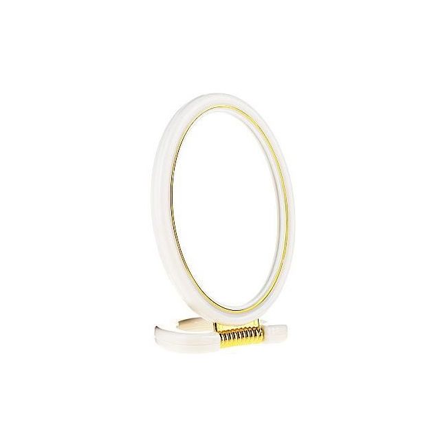 Oglinda machiaj cu lupa si picior, plastic, alba, Top Choice, 14 x 11 cm