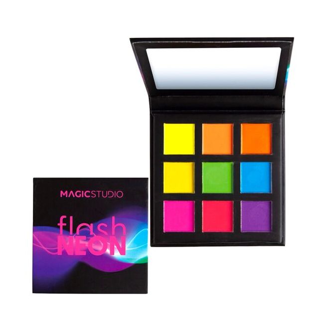 Paleta fard de pleoape Flash Neon, 9 Culori, Magic Studio