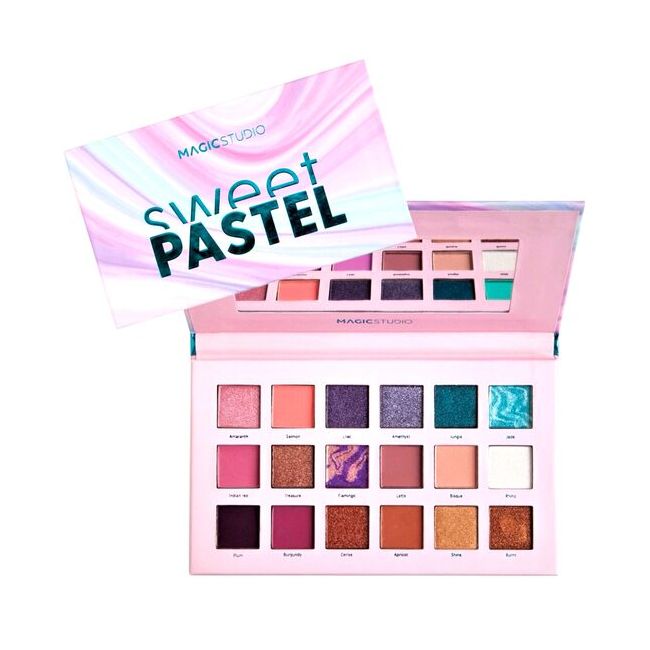 Paleta fard de pleoape Sweet Pastel, 18 Culori, Magic Studio