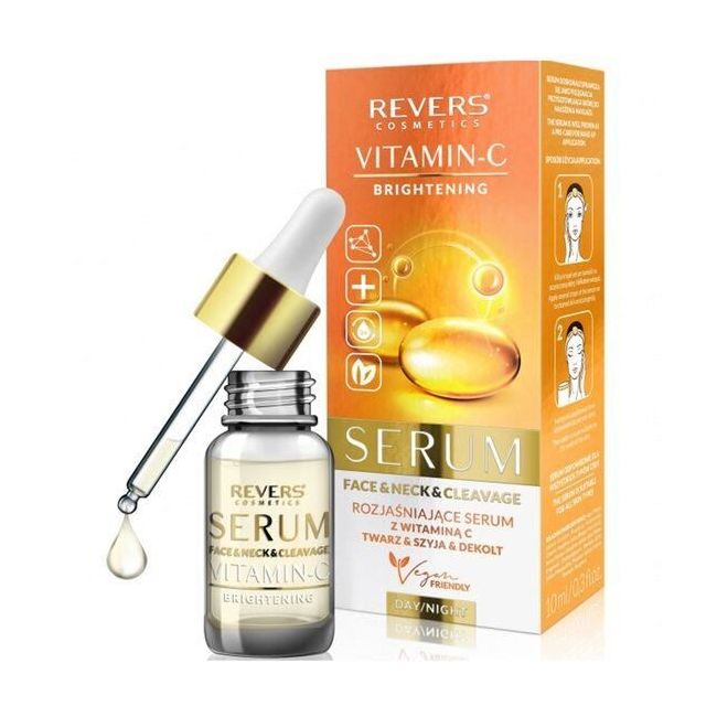 Ser iluminator pentru fata, gat si decolteu, cu Vitamina C si Mango, Revers, 10ml