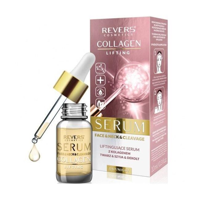 Ser pentru fata, gat si decolteu cu Colagen, cu efect de lifting, Revers, 10ml