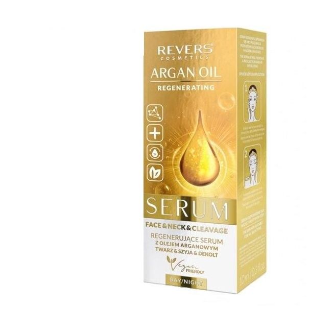 Ser regenerant, pentru fata, gat si decolteu, cu Ulei de Argan si In, Revers, 10ml